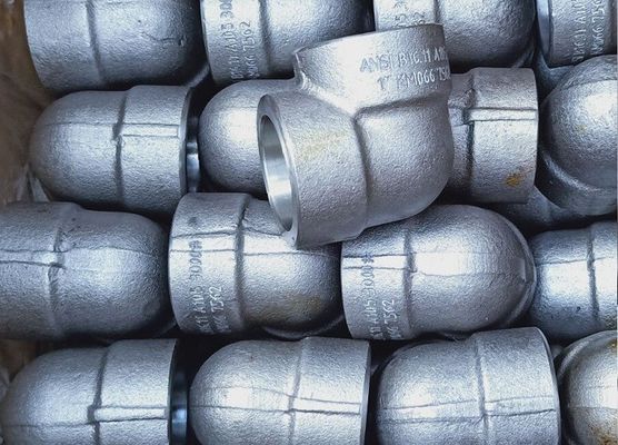 اتصالات فولادی جعلی رشته ای جوشکاری سوکت ASME B16.11 A105 آرنج 3000 پوند
